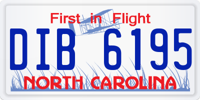 NC license plate DIB6195