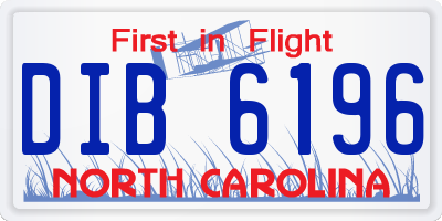 NC license plate DIB6196