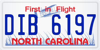 NC license plate DIB6197