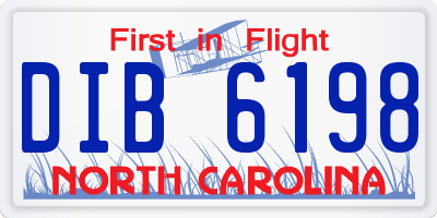 NC license plate DIB6198