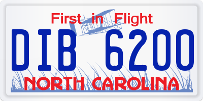 NC license plate DIB6200