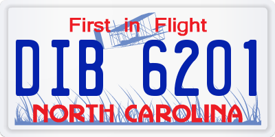NC license plate DIB6201