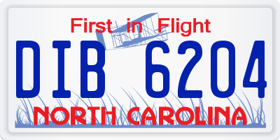 NC license plate DIB6204