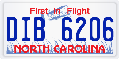 NC license plate DIB6206
