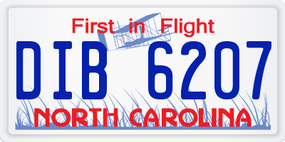 NC license plate DIB6207