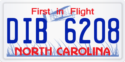 NC license plate DIB6208