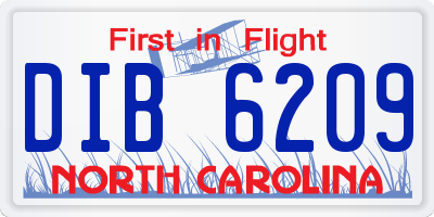 NC license plate DIB6209