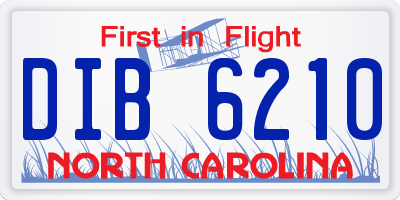 NC license plate DIB6210