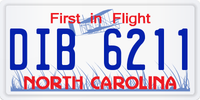 NC license plate DIB6211