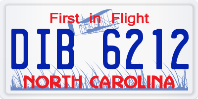 NC license plate DIB6212