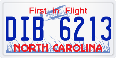 NC license plate DIB6213