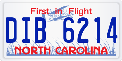 NC license plate DIB6214