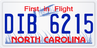 NC license plate DIB6215