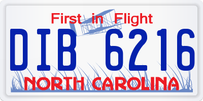 NC license plate DIB6216