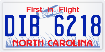 NC license plate DIB6218