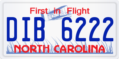 NC license plate DIB6222