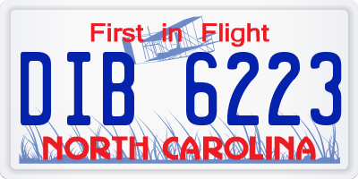 NC license plate DIB6223