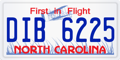 NC license plate DIB6225