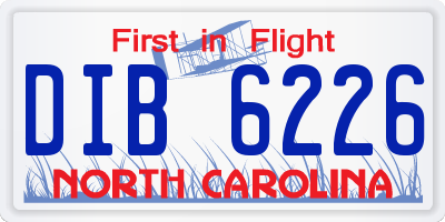 NC license plate DIB6226