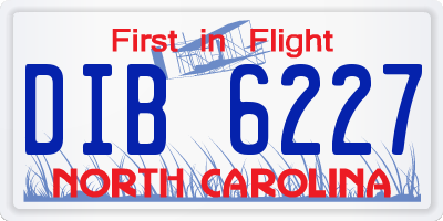 NC license plate DIB6227