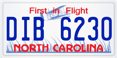 NC license plate DIB6230