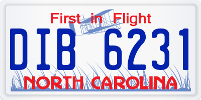 NC license plate DIB6231
