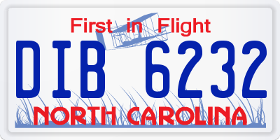 NC license plate DIB6232