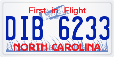 NC license plate DIB6233