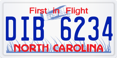 NC license plate DIB6234