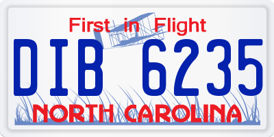NC license plate DIB6235