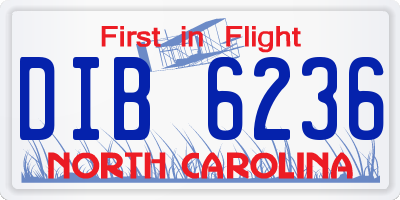 NC license plate DIB6236