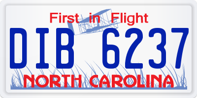 NC license plate DIB6237