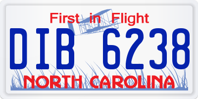 NC license plate DIB6238