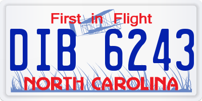 NC license plate DIB6243