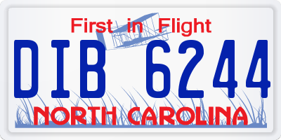 NC license plate DIB6244