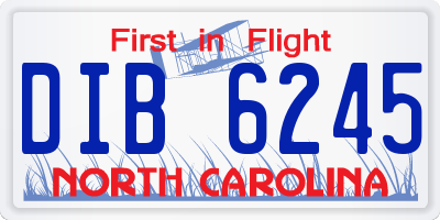 NC license plate DIB6245