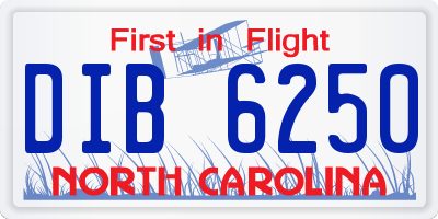 NC license plate DIB6250