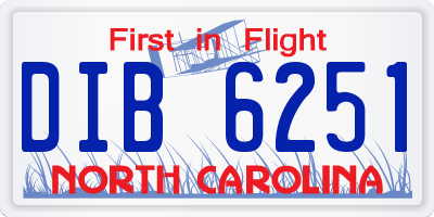 NC license plate DIB6251