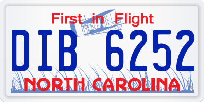 NC license plate DIB6252