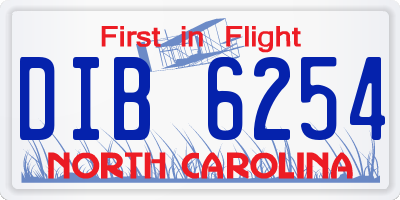 NC license plate DIB6254