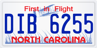 NC license plate DIB6255