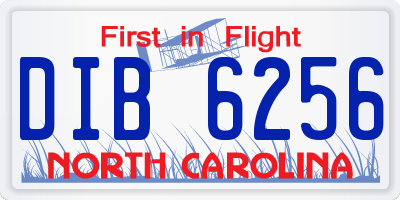 NC license plate DIB6256