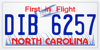 NC license plate DIB6257
