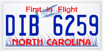 NC license plate DIB6259