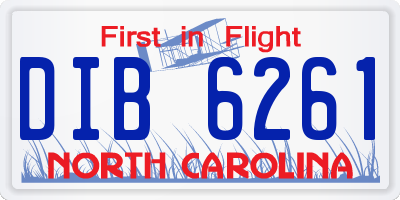 NC license plate DIB6261