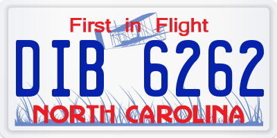 NC license plate DIB6262