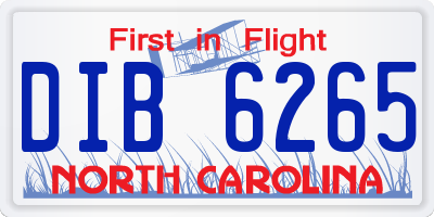 NC license plate DIB6265