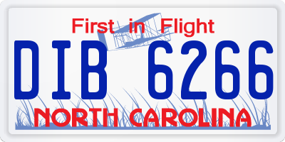 NC license plate DIB6266