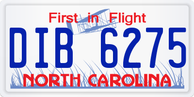 NC license plate DIB6275