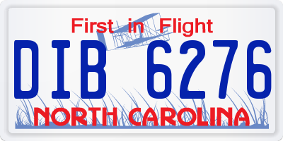 NC license plate DIB6276